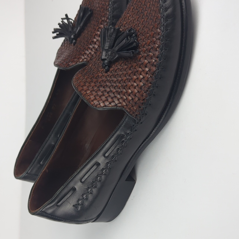 COLE HAAN Loafers Brown Black Woven With Tassel Women's 8.5 - Picture 2 of 6